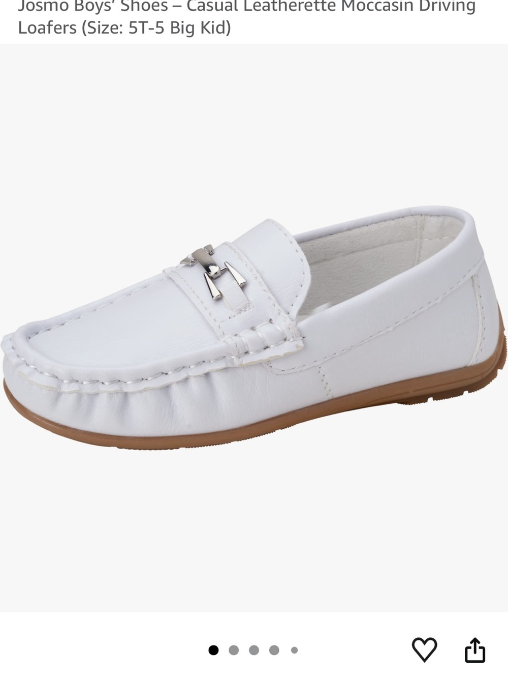 Josmo White Boys Moccasin Driving Loafers with Brown Sole